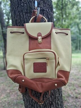 Valentina Pale Yellow and Brown Two-Tone Backpack Tote